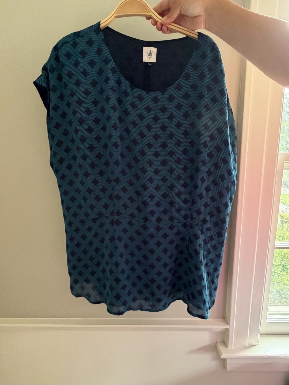 Teal and Blue Patterned Women's Blouse